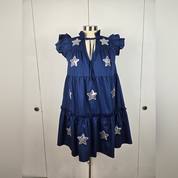 Buddy Love Navy Blue Dress with Silver Stars - Picture 1 of 2